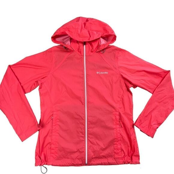 Columbia Women's Waterproof Raincoat, Coral Pink Barbiecore - Size Medium - Picture 3 of 13
